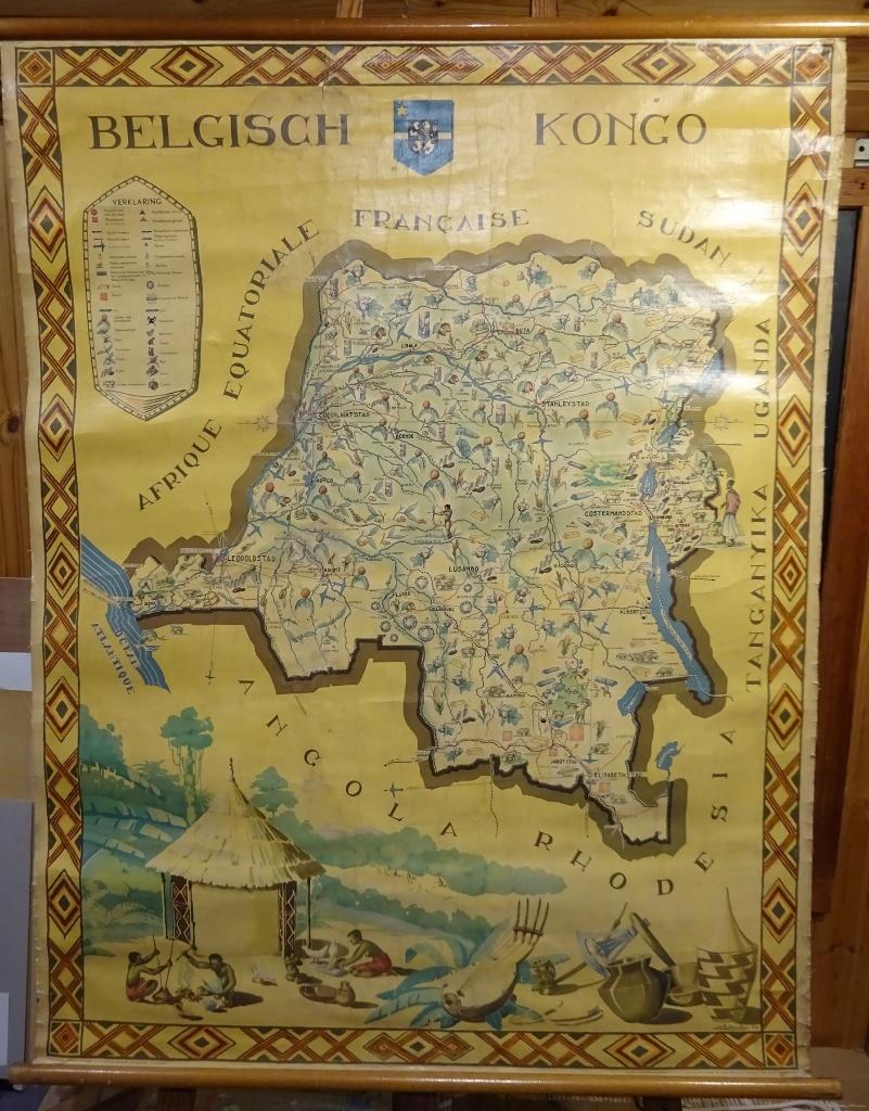 Affiche op doek Belgisch Congo Laboulais 1949, Antiek en Kunst, Curiosa en Brocante, Ophalen of Verzenden