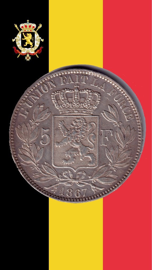 UITERST ZELDZAAM!: 5 frank 1867 (WIEEER) - Leopold II, Postzegels en Munten, Verzenden, Zilver, Losse munt, Zilver
