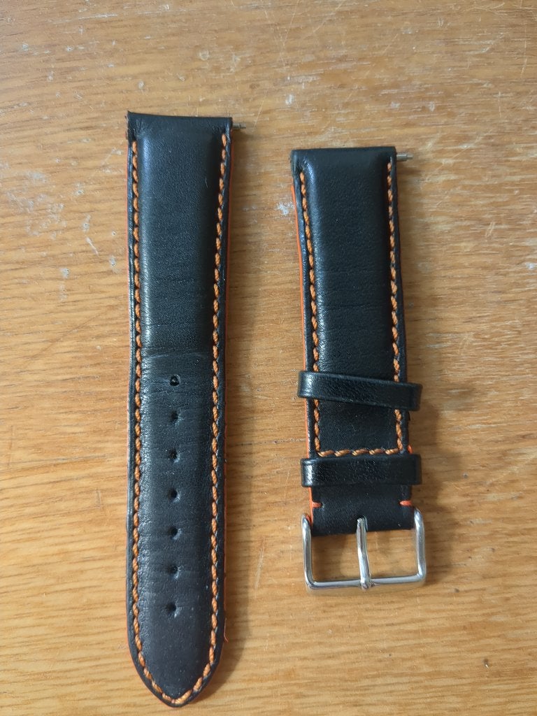 Bracelet montre cuir noir, Montre-bracelet, Autres marques, Enlèvement ou Envoi, Cuir