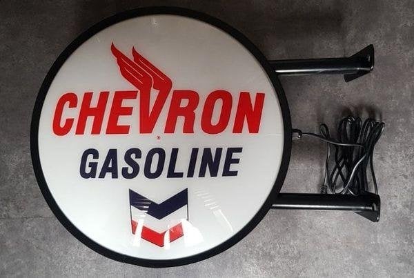 Chevron gasoline garage reclame wand verlichting lamp SALE, Verzamelen, Ophalen of Verzenden, Zo goed als nieuw, Lichtbak of (neon) lamp