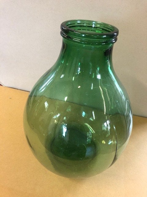 grote groene dik glazen vaas of bokaal, Ophalen, Gebruikt, 48 cm, Glas