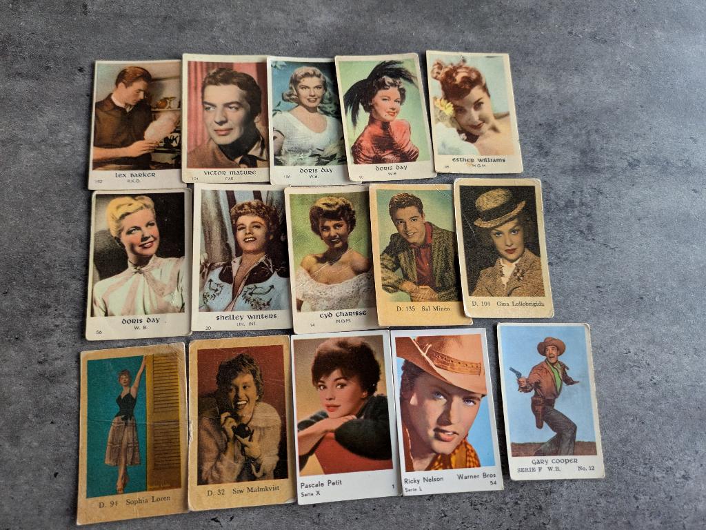 MAPLE LEAF  FILMSTERREN 50S 15X PLAATJES PRENTEN, Ophalen of Verzenden