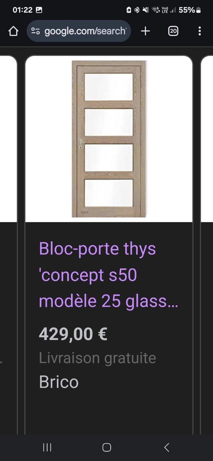 Porte intérieure avec bloc-porte – modèle 25 Glass, Bricolage & Construction, Bois, Porte intérieure