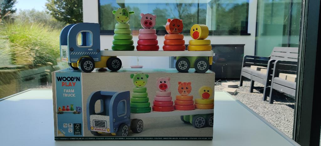 Wood'nPlay Farm Truck, Kinderen en Baby's, Speelgoed | Houten speelgoed, Ophalen of Verzenden, Gebruikt, Duw- of Trekspeelgoed