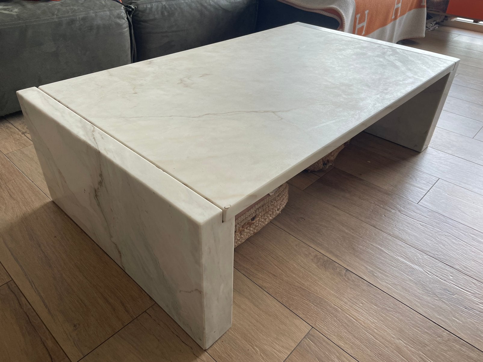 Wit marmeren salontafel, Maison & Meubles, Tables | Tables de salon, 100 à 150 cm, Enlèvement, Utilisé, 50 à 100 cm