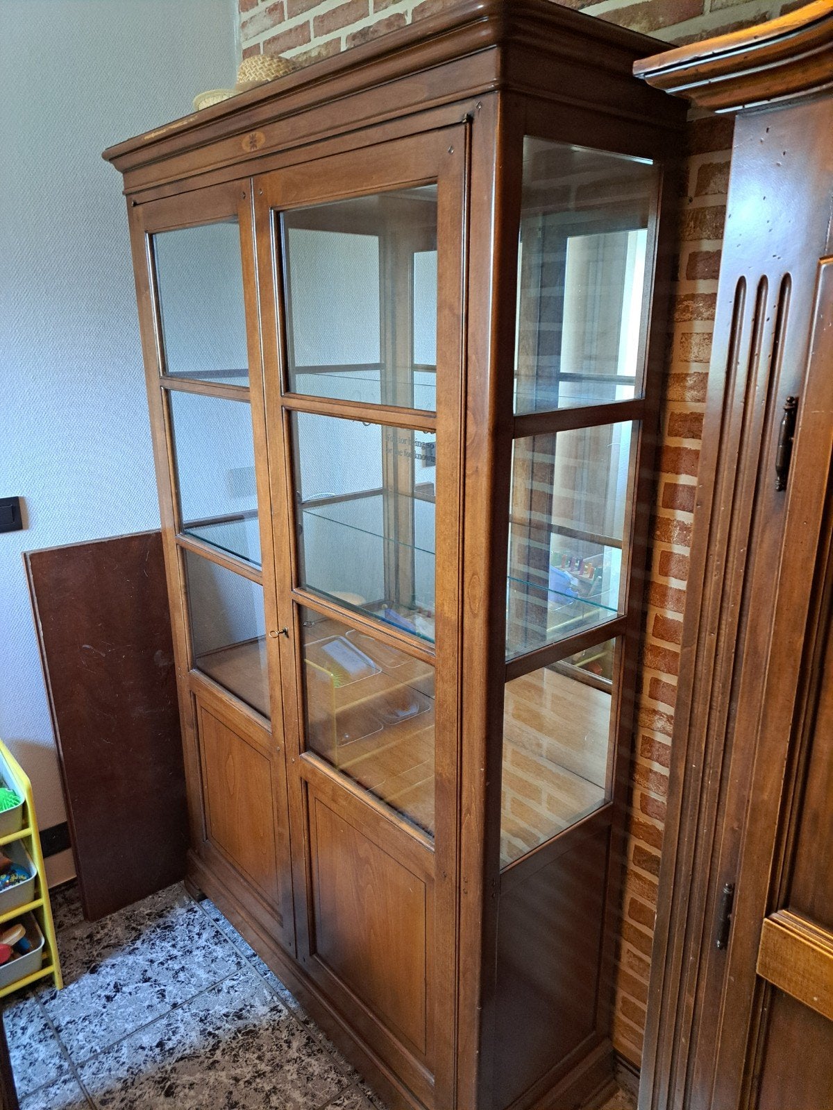 Antieke vitrinekast, Huis en Inrichting, Ophalen, 100 tot 150 cm, Antieke vitrinekast, 150 tot 200 cm