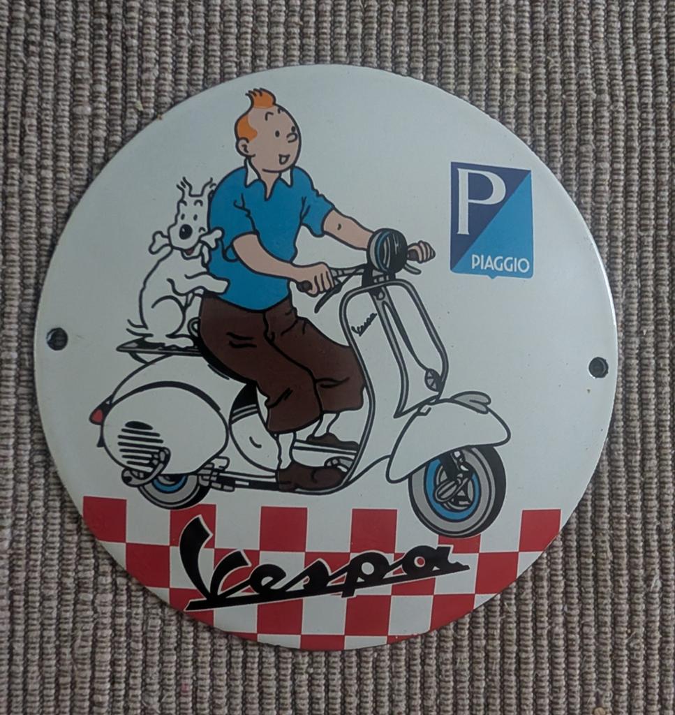 Emaille Vespa Piaggio Tintin er Bobby, Enlèvement ou Envoi