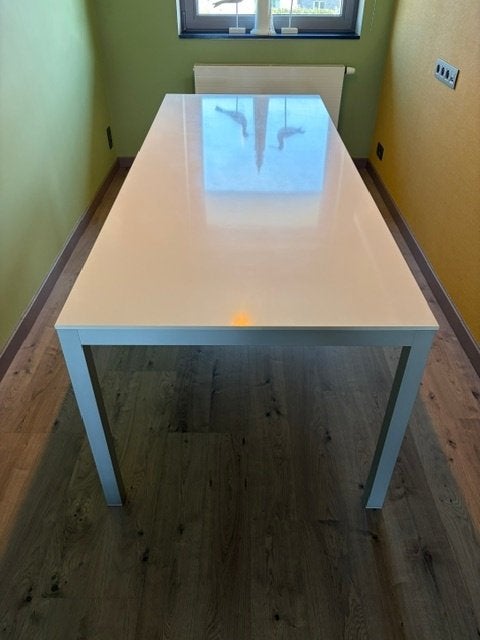Moderne tafel wit, Ophalen, Gebruikt, 50 tot 100 cm, Vijf personen of meer