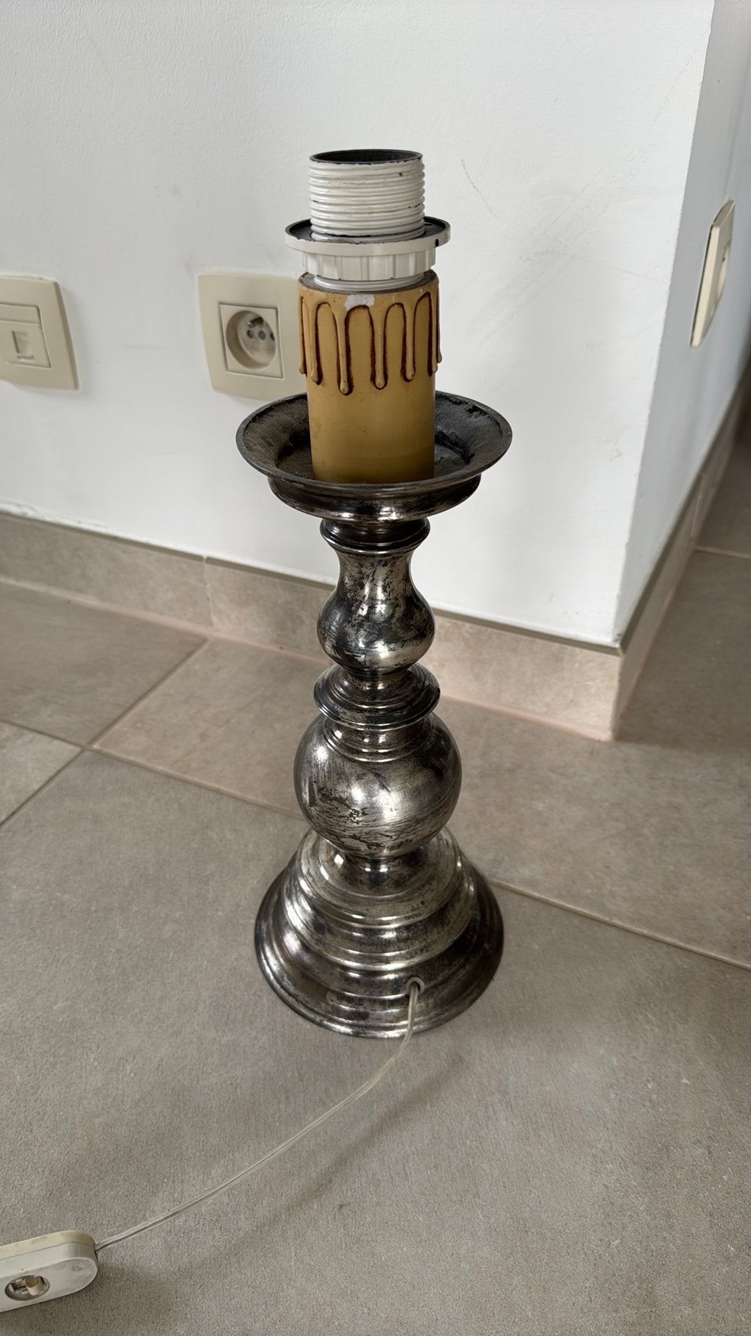 Vintage tafellamp - tin, Antiek en Kunst, Ophalen, Overige materialen