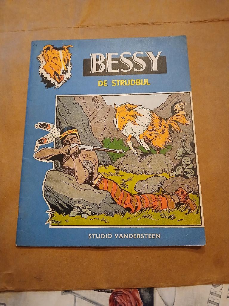 1e druk Bessy nr 34 : de strijdbijl, Gelezen, Willy Vandersteen, Eén stripboek, Ophalen of Verzenden