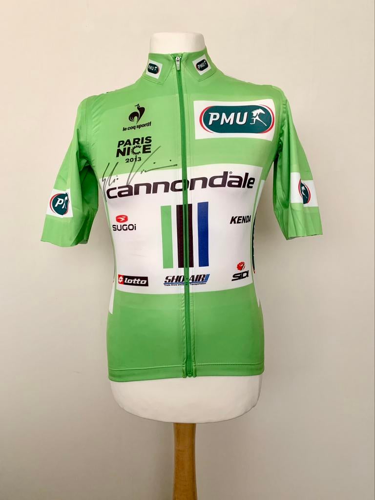 Paris Nice 2013 Green Jersey worn & signed by Elia Viviani, Sports & Fitness, Cyclisme, Comme neuf, Vêtements, Enlèvement ou Envoi