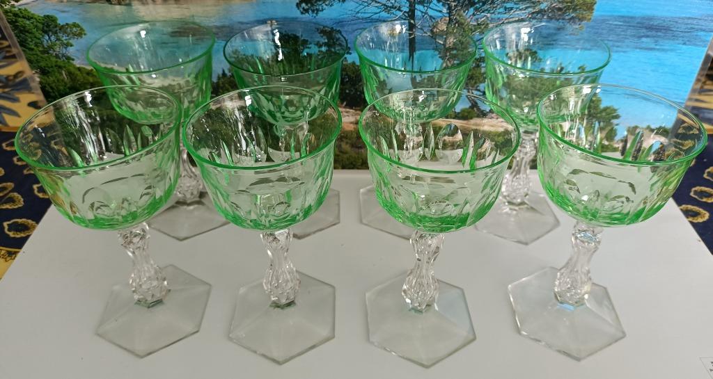 8 Verres cristal ouraline, Prince de Galles Val St Lambert, Enlèvement ou Envoi, Comme neuf, Cristal, Verre ou Verres