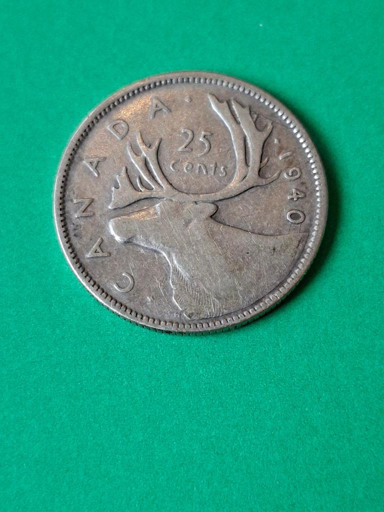 1940 Canada 25 cents in zilver George VI, Verzenden, Noord-Amerika, Losse munt, Zilver
