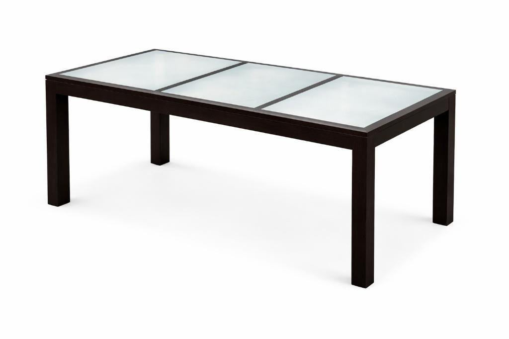 Table de salle à manger en bois massif  verre sablé 220x100, Huis en Inrichting, Tafels | Eettafels, Ophalen, Glas, 200 cm of meer