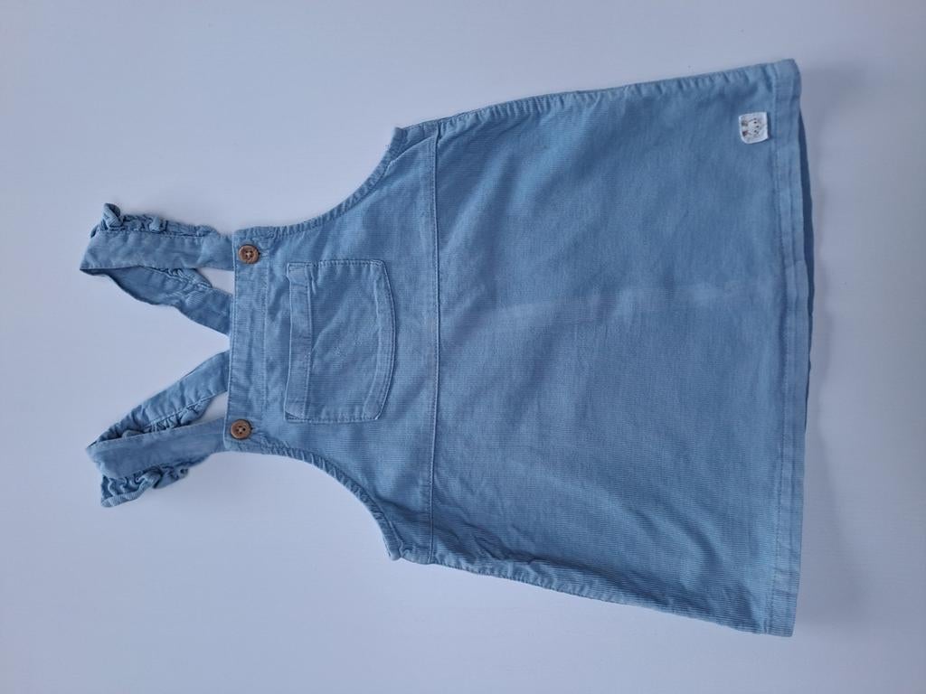Mt 86 Lichtblauwe ribfluwelen salopettejurk, Kinderen en Baby's, Babykleding | Maat 86, Gebruikt, Meisje, Jurkje of Rokje, H&M