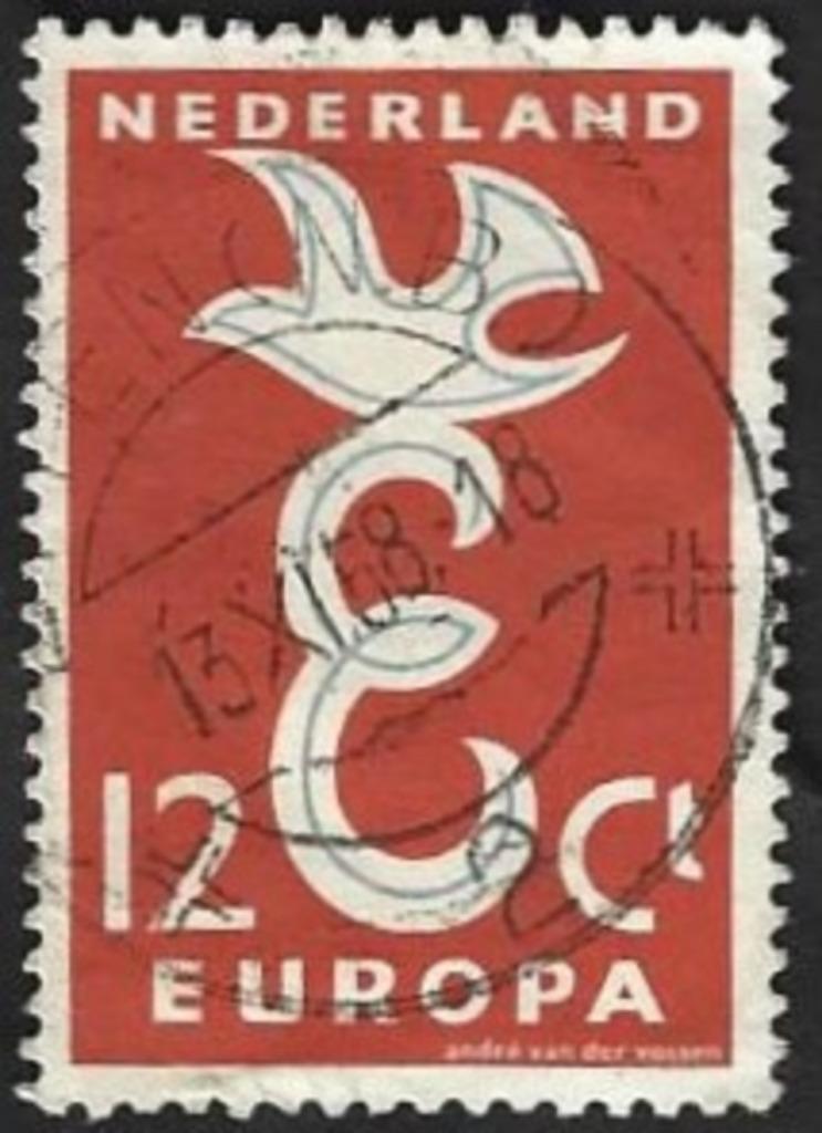 1 Postzegels Europa – Letter E en duif Nederland., Ophalen of Verzenden, Na 1940, Gestempeld