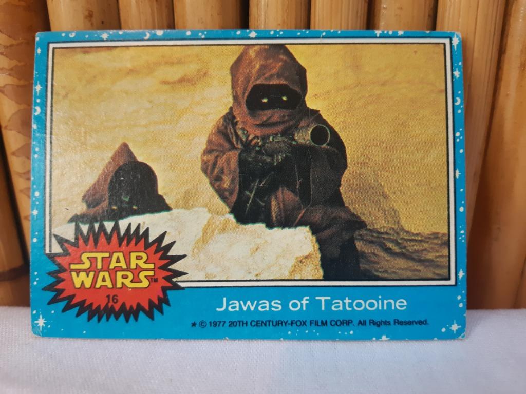 Ruilkaart #16 Star Wars: A New Hope serie 1 Topps 1977 Jawas, Verzamelen, Ophalen of Verzenden, Gebruikt, Overige typen