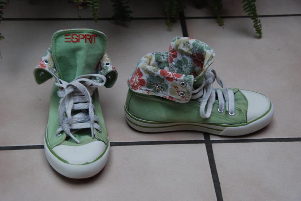 Mooie „" Esprit "” sneakers van groen canvas Hoge schacht ma, Gebruikt, Meisje, Sportschoenen, Ophalen of Verzenden