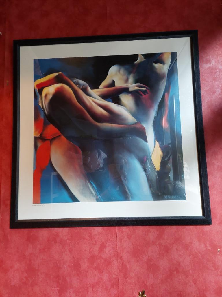Prachtig moderne litho., 75 cm ou plus, Comme neuf, Enlèvement, Peinture