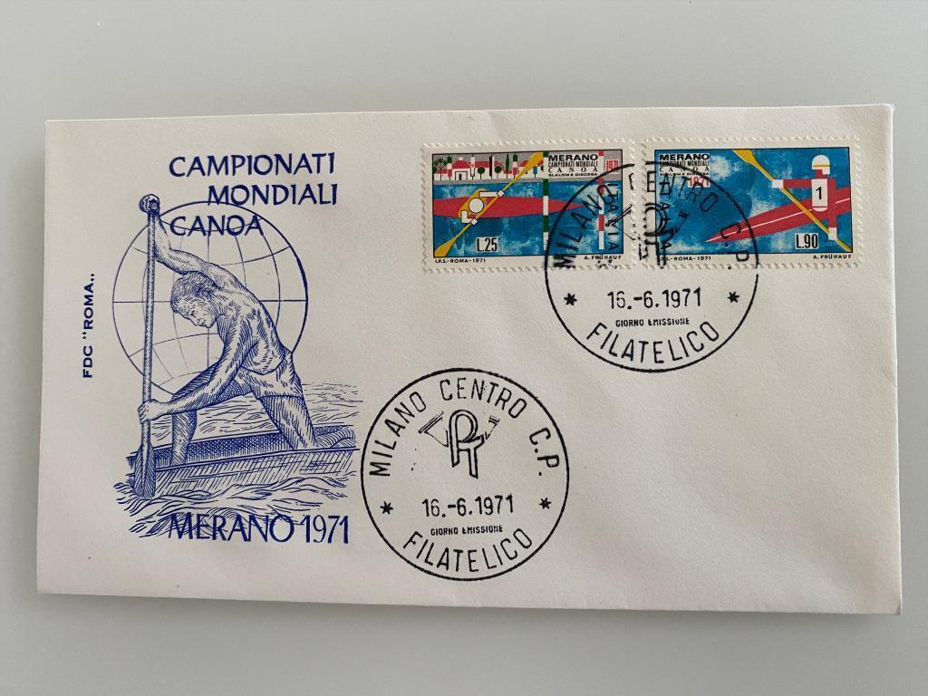 Postzegel First Day Cover Italië Campionati Mondiali 1971, Ophalen of Verzenden, Gestempeld