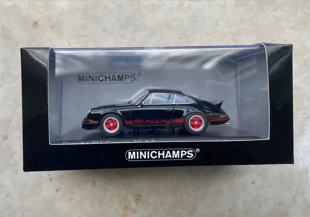 Minichamps, Porsche 911 Carrera RS2.7 1972, noir/Rouge, 1:43, Envoi, Neuf, Voiture, MiniChamps