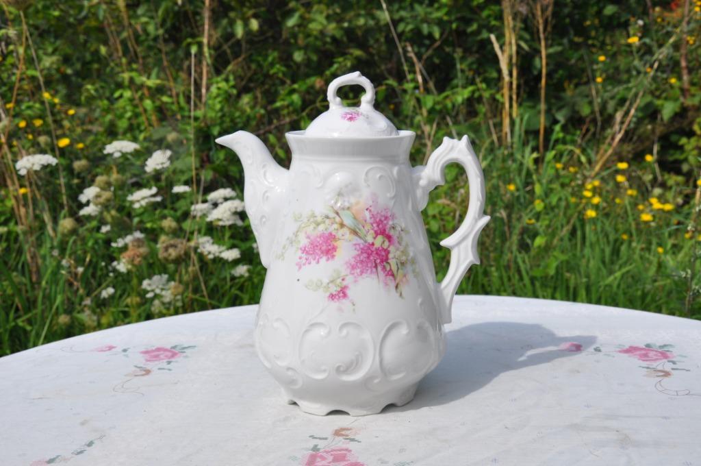 cafetière en porcelaine decor lilas, Ophalen of Verzenden