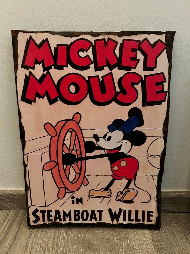 Houten kader mickey mouse, Verzamelen, Ophalen of Verzenden, Mickey Mouse, Zo goed als nieuw