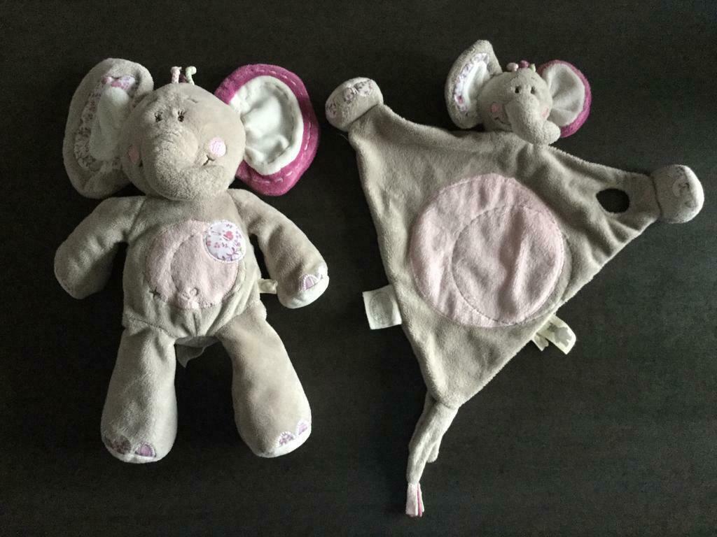 Noukies peluche + doudou Kali l’éléphant, Comme neuf