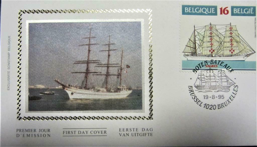 FDC OP ZIJDE- SCHEPEN- HET ZEILSCHIP SAGRES, Enlèvement ou Envoi, Affranchi, Autres thèmes
