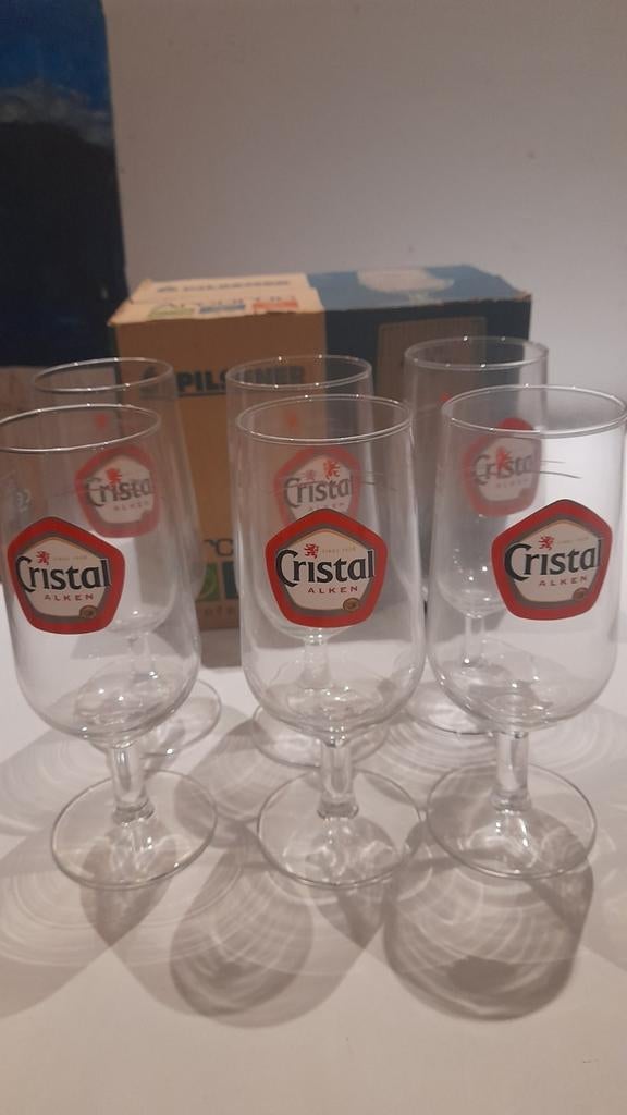 6 nieuwe cristal glazen op voet 25 cl, Ophalen of Verzenden, Zo goed als nieuw