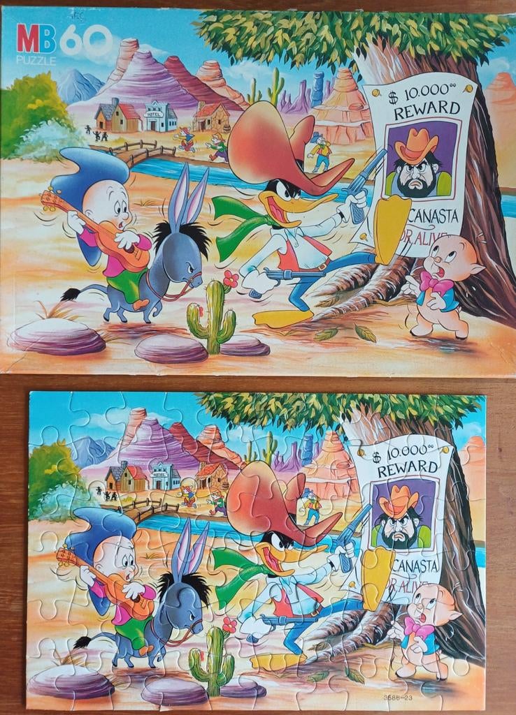 puzzel MB Looney Tunes 60 stukken, Enlèvement ou Envoi, Utilisé