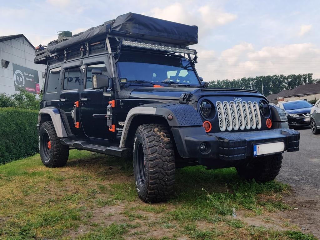 Jeep JK Wrangler Sahara jaar 2008. Volledige bivakverkoop., Auto's, Jeep, Navigatiesysteem, Leder, 5 deurs, Particulier