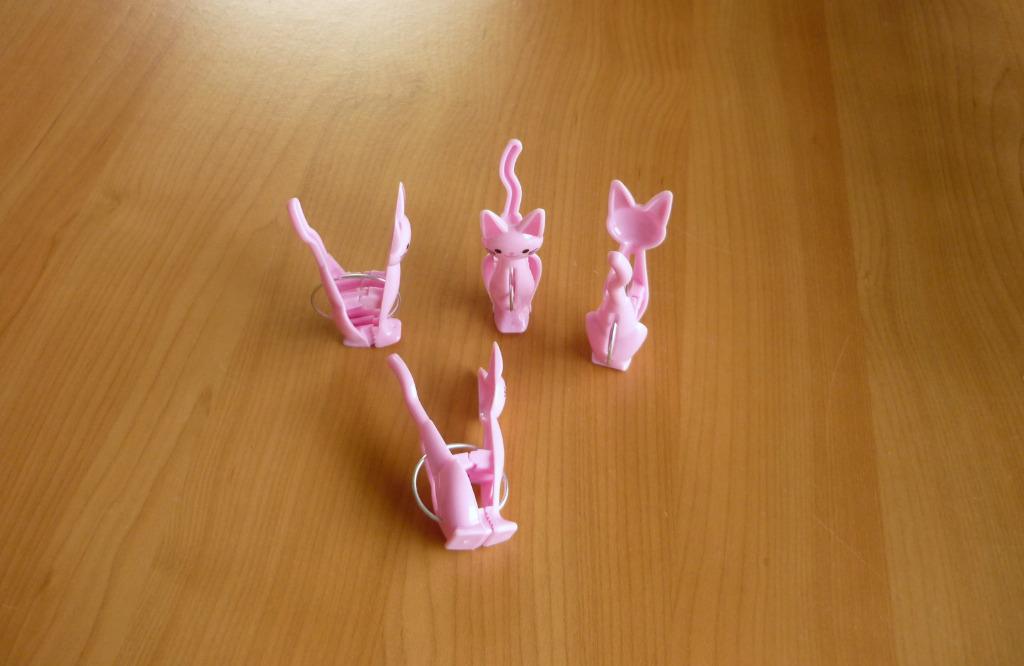 Set van 4 roze kat poes wasknijpers, Huis en Inrichting, Ophalen of Verzenden, Roze