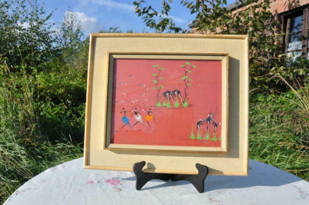 §  cadre avec aquarelle africaine, Antiquités & Art, Art | Peinture | Moderne, Enlèvement ou Envoi