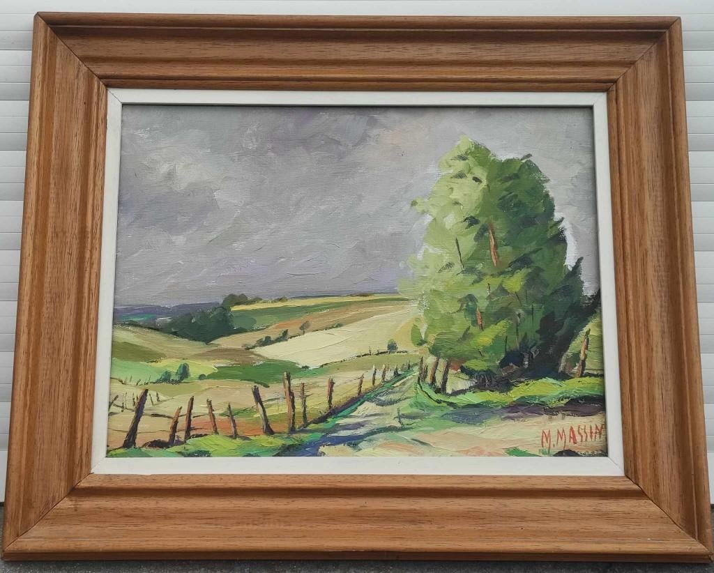 huile sur toile paysage signe monique massin, Enlèvement ou Envoi