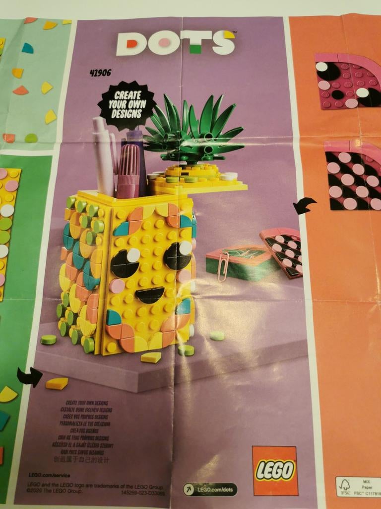 Boîte à crayons Lego Dots ananas, Enlèvement, Comme neuf, Construction