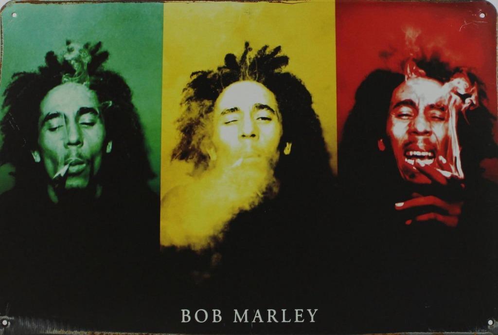 Metalen rusty-old vintage look wandplaat Bob Marley muziek, Verzamelen, Ophalen of Verzenden, Nieuw
