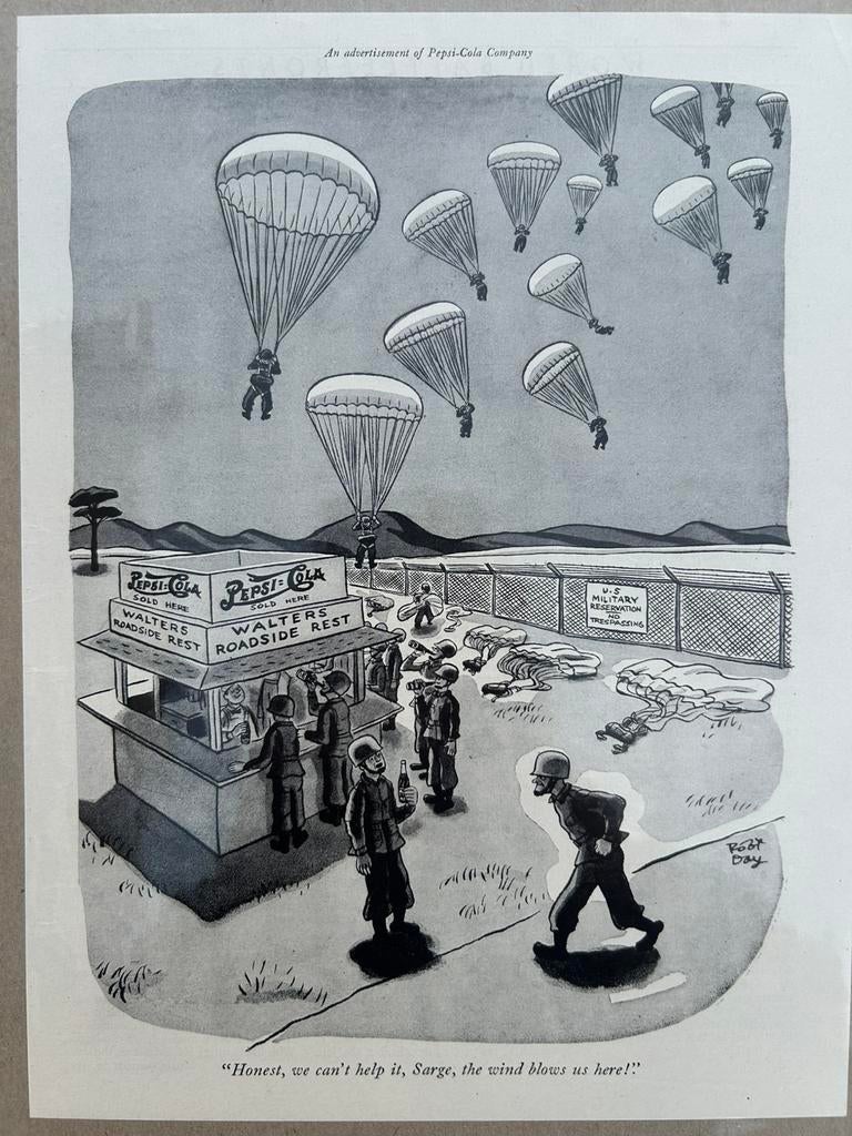 Publicité US WW2 de PEPSI COLA avec parachutistes, airborne, Antiquités & Art, Enlèvement ou Envoi