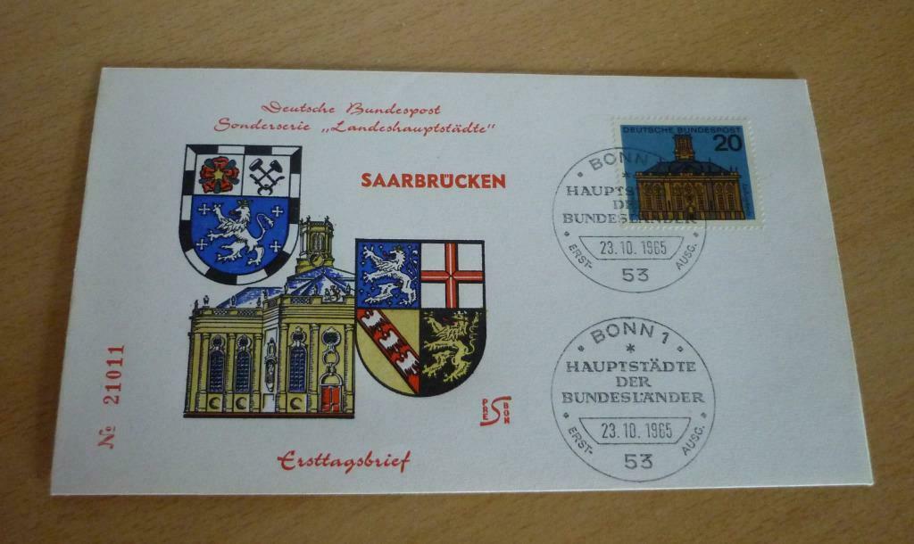 Eerstedagenvelop Deutsche Bundespost Saarbrücken 1965, Postzegels en Munten, Ophalen of Verzenden