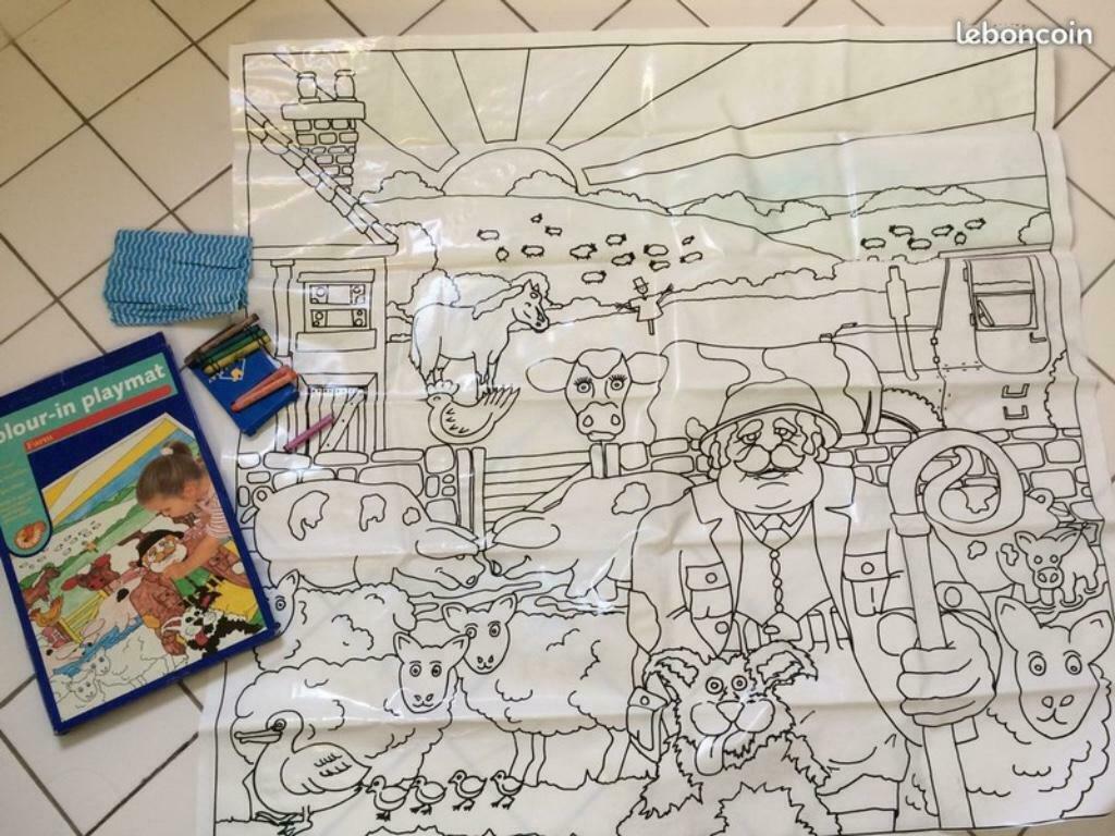 jeu éducatif tapis en plastique à colorier 92 x 92 cm - Dès, Enlèvement ou Envoi, Utilisé, Découverte