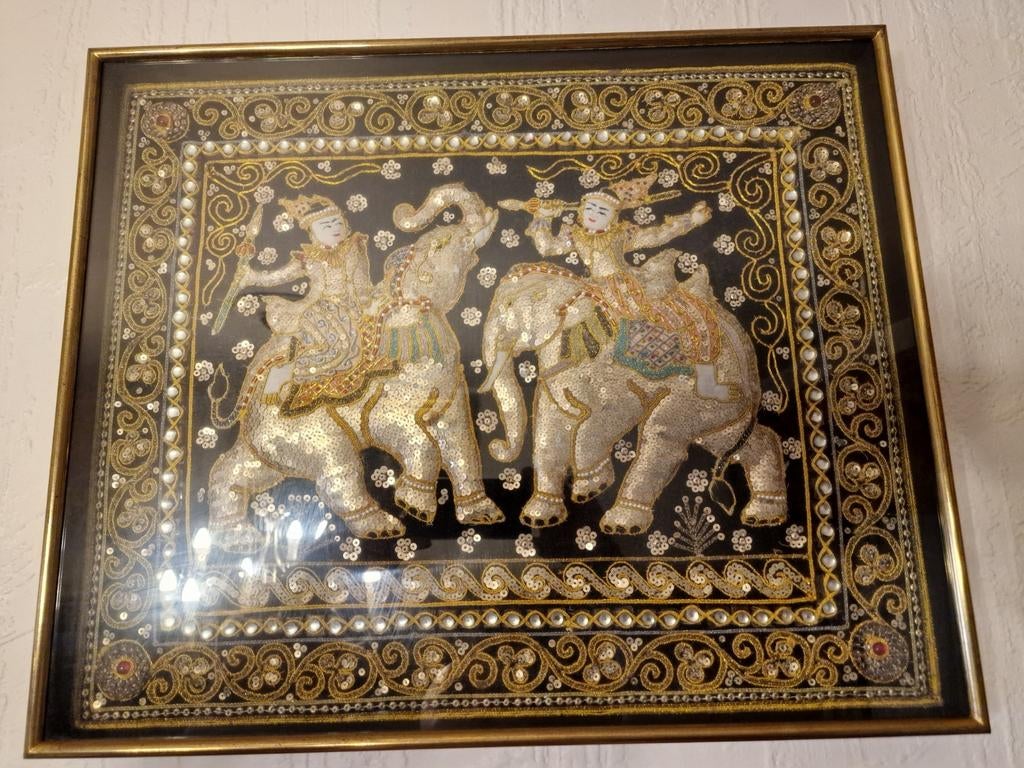 Oud Thais tapijt onder glas, Antiek en Kunst, Ophalen