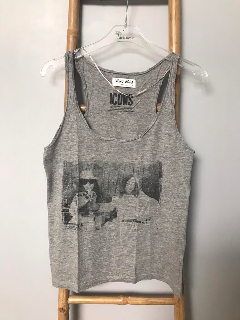 Vero Moda John Lennon grijze top, maat S., Vero Moda, Grijs, Gedragen, Maat 36 (S)