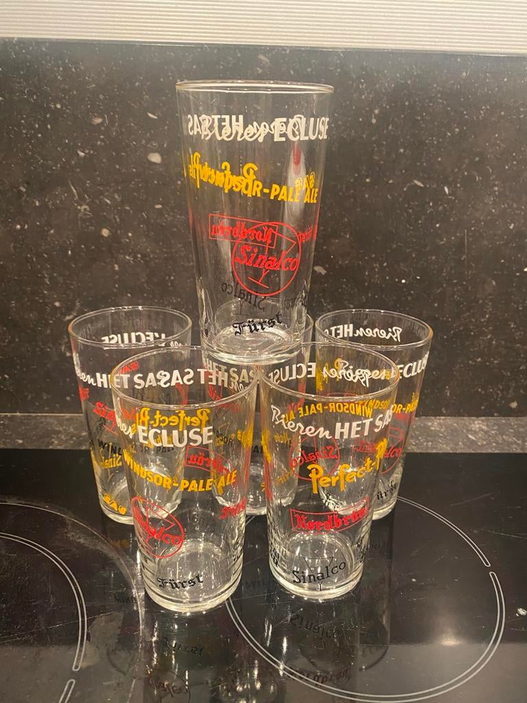 BROUWERIJ HET SAS ECLUSE boortmeerbeek 6 glazen, Verzamelen, Ophalen of Verzenden, Gebruikt, Glas of Glazen, Overige merken