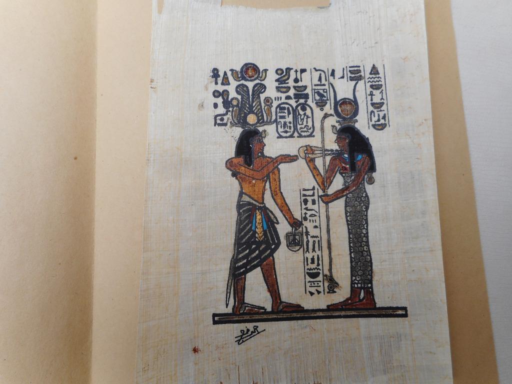 EGYPTISCHE TEKENING OP PAPYRUSPAPIER (MET CERTIFICAAT), Ophalen of Verzenden