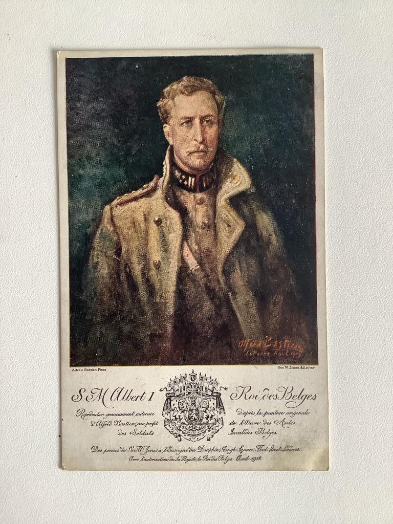 Mooi oude ongelopen postkaart koning Albert I, Ophalen of Verzenden, 1920 tot 1940, Ongelopen