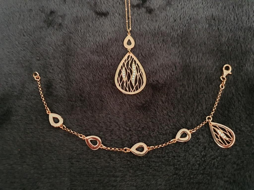 Zilveren halsketting met bijpassende armband van Orage, Met hanger, Ophalen of Verzenden, Zo goed als nieuw, Roze