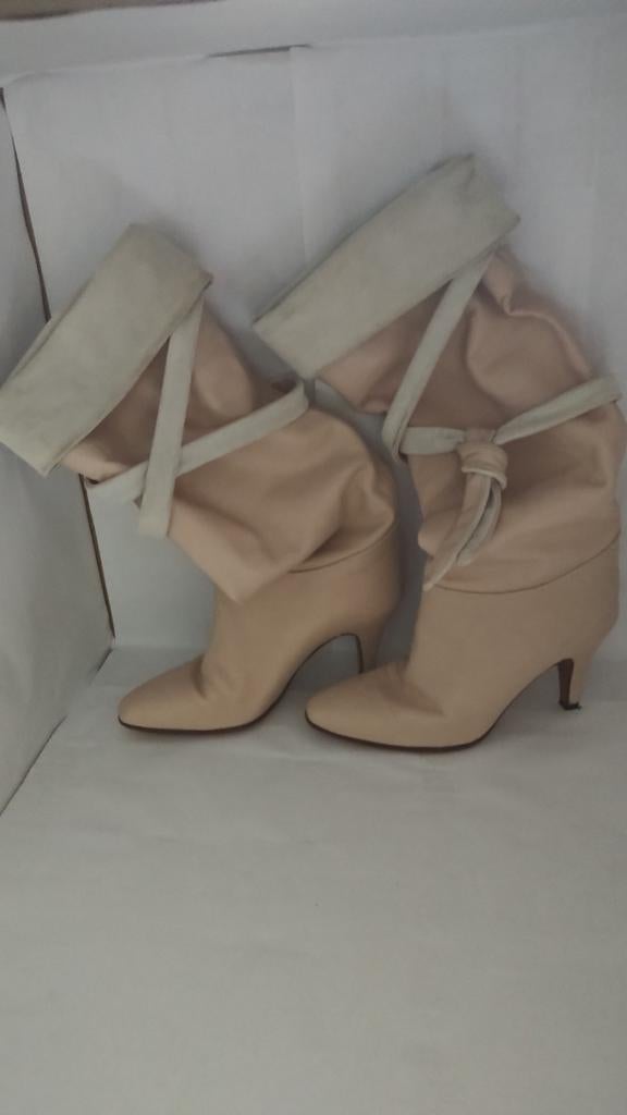 Vintage kalfsleren laarzen jaren 80, Kleding | Dames, ANDERE, Beige, Ophalen of Verzenden, Zo goed als nieuw