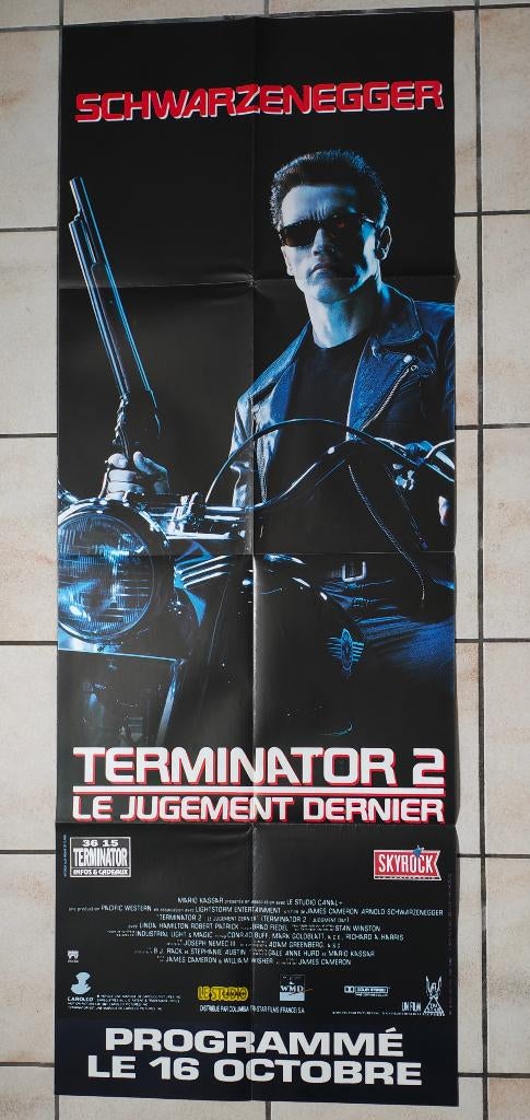 TERMINATOR 2 vintage  filmposter, Verzamelen, Ophalen, Zo goed als nieuw, Deurposter of groter, Film en Tv