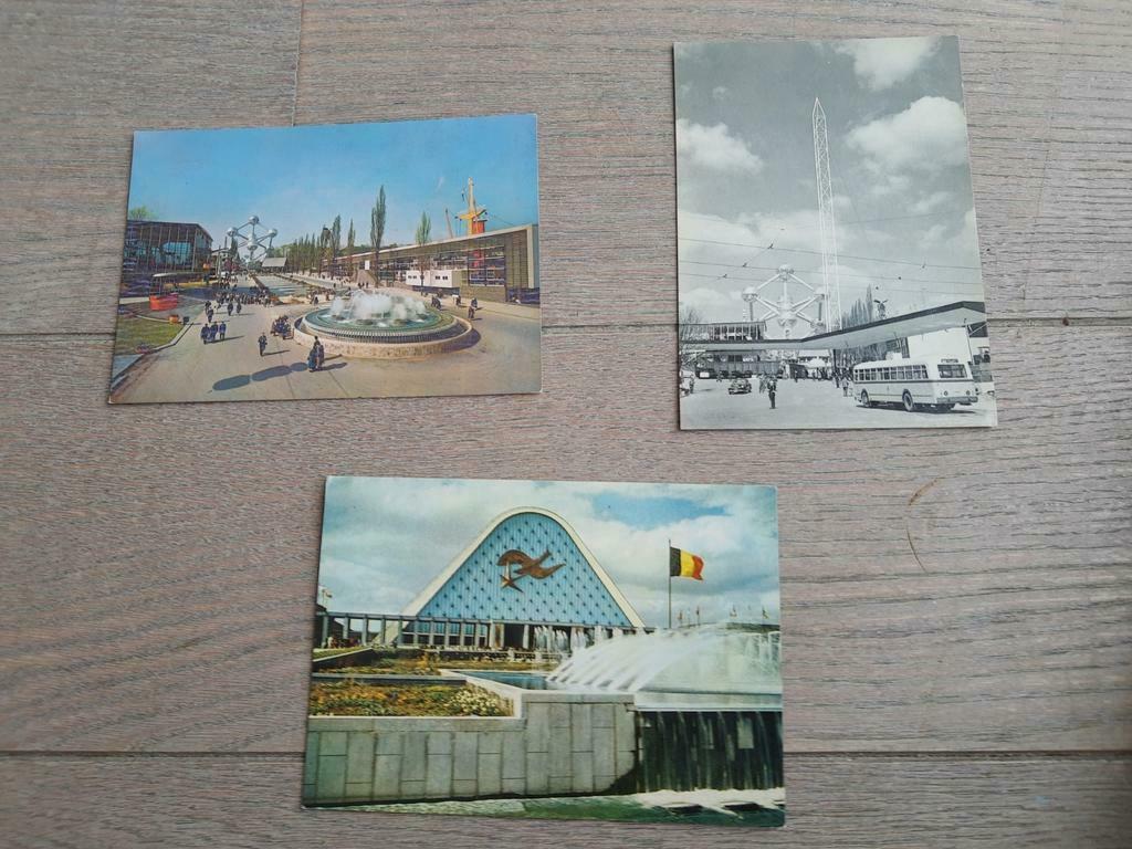 3 postkaarten Expo '58 - onbeschreven, Verzamelen, Ophalen of Verzenden