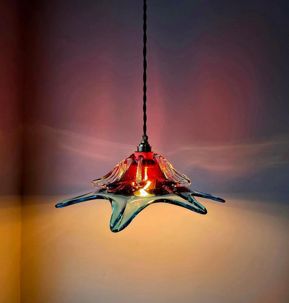 Lampe suspendue vintage en verre de Murano., Antiquités & Art, Enlèvement ou Envoi